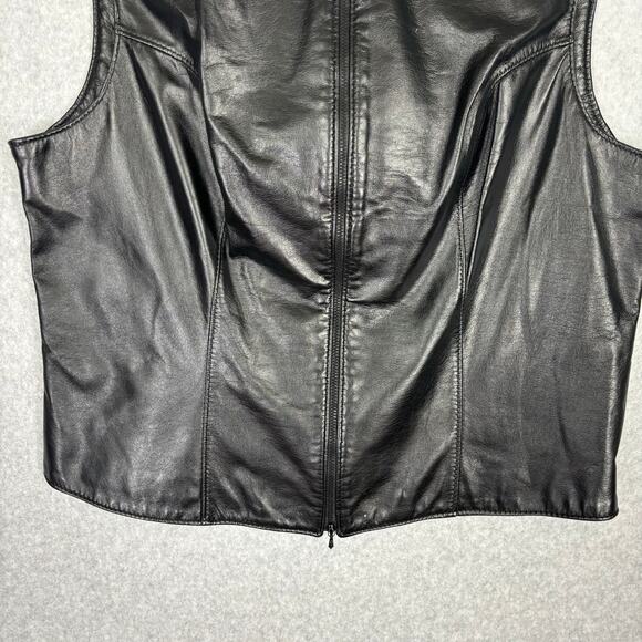 The Leather Ranch Vest Womens Large Zipper Moto Biker Motorcycle 90s Goth Y2K - Picture 3 of 15